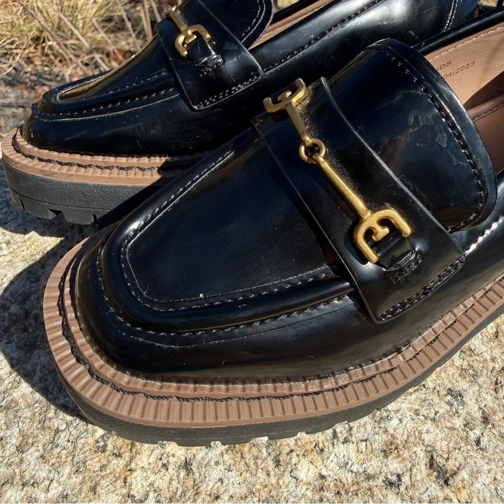 Sam Edelman Girl’s Laurs Leather Lug-Sole Loafers Size 11 Black Dressy Preppy